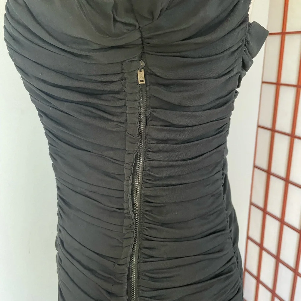 Black Ruched Cocktail Dress, Size S (4-6)